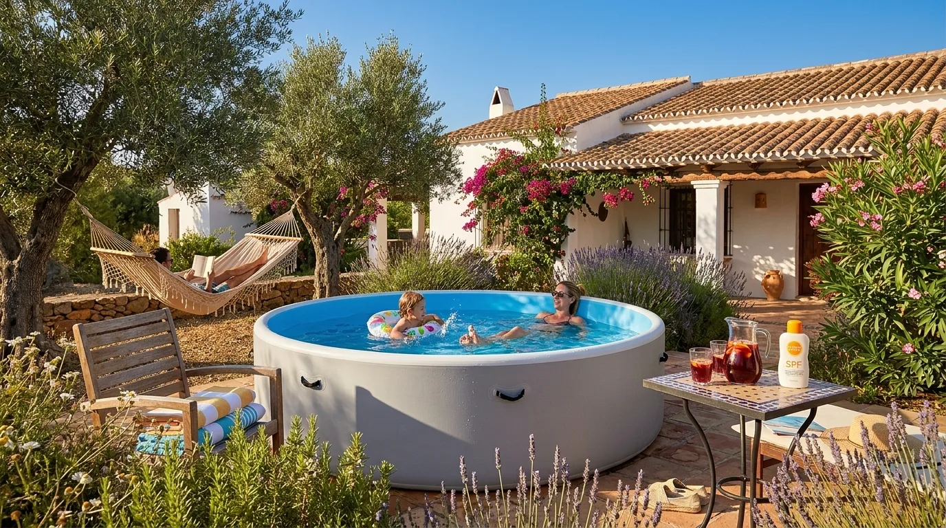 Piscina Drop Stitch de PoolUp instalada en un jardín particular.