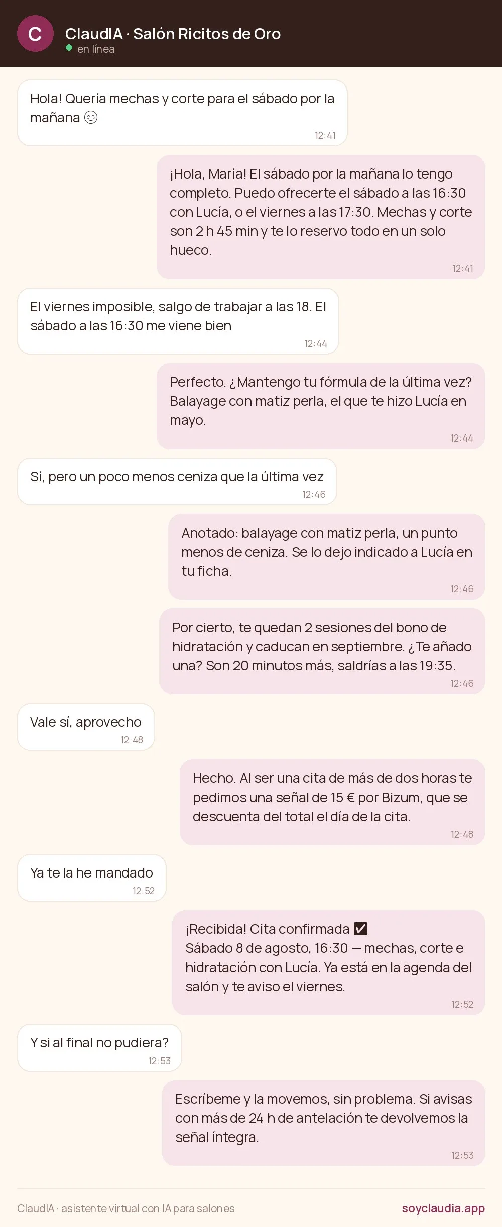 claudia conversacion whatsapp